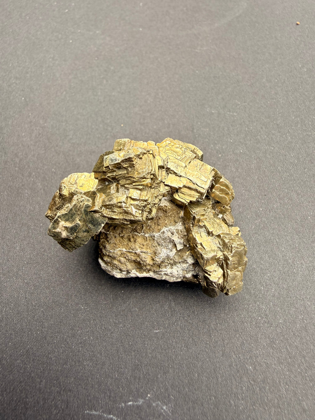 Pyrite cluster specimen, alternate angle, natural gold metallic lustre