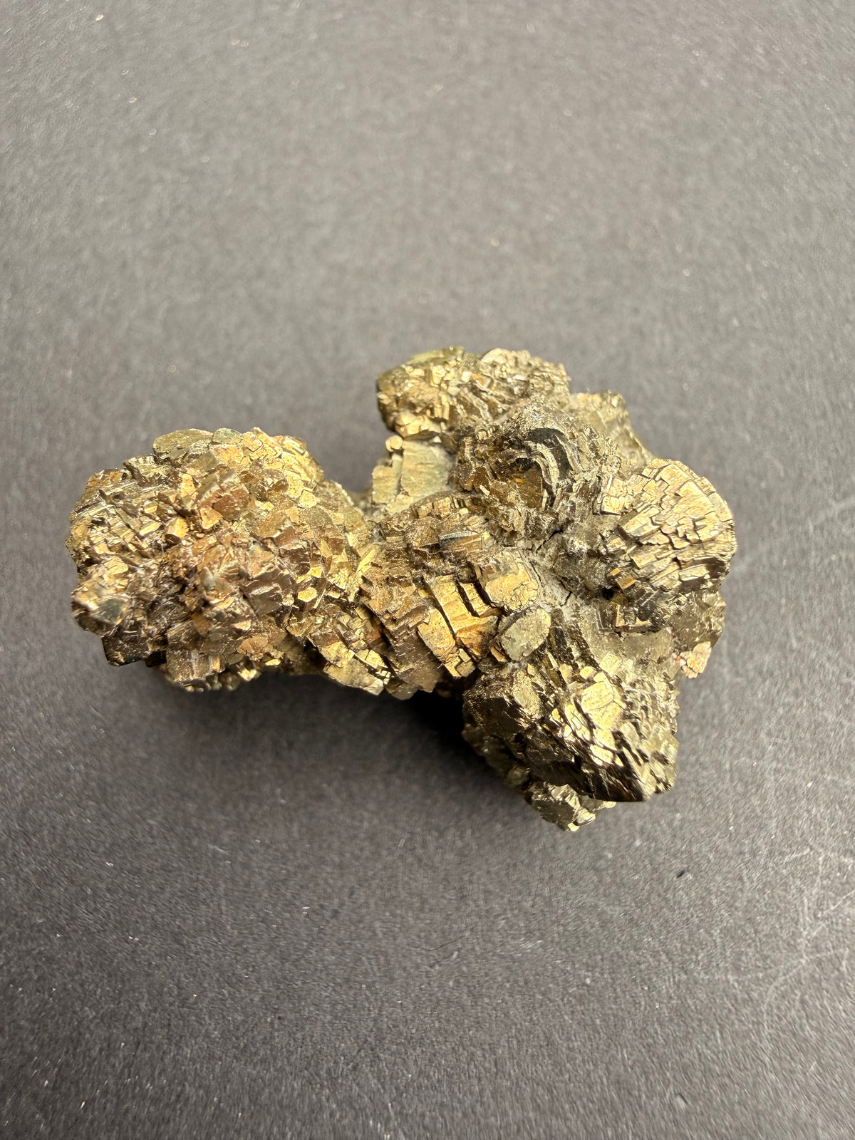 Pyrite cluster specimen fully covered in small cubic crystals, New Zealand