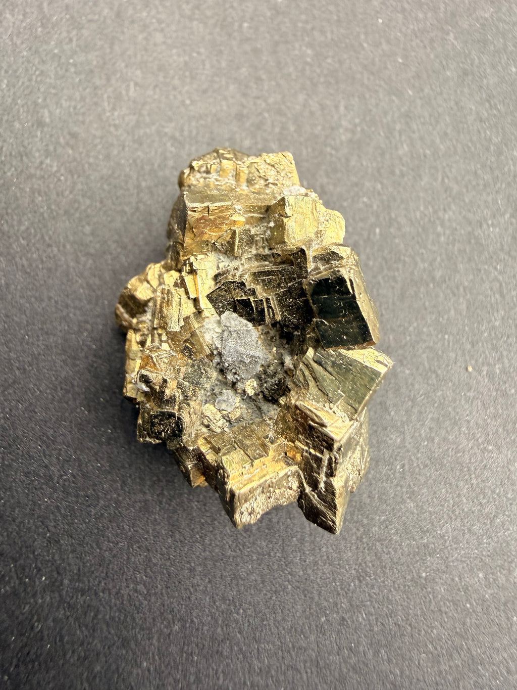 Small pyrite cluster specimen with metallic gold lustre, New Zealand
