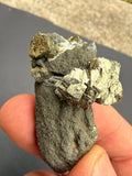 High-lustre pyrite crystals on host rock matrix, New Zealand
