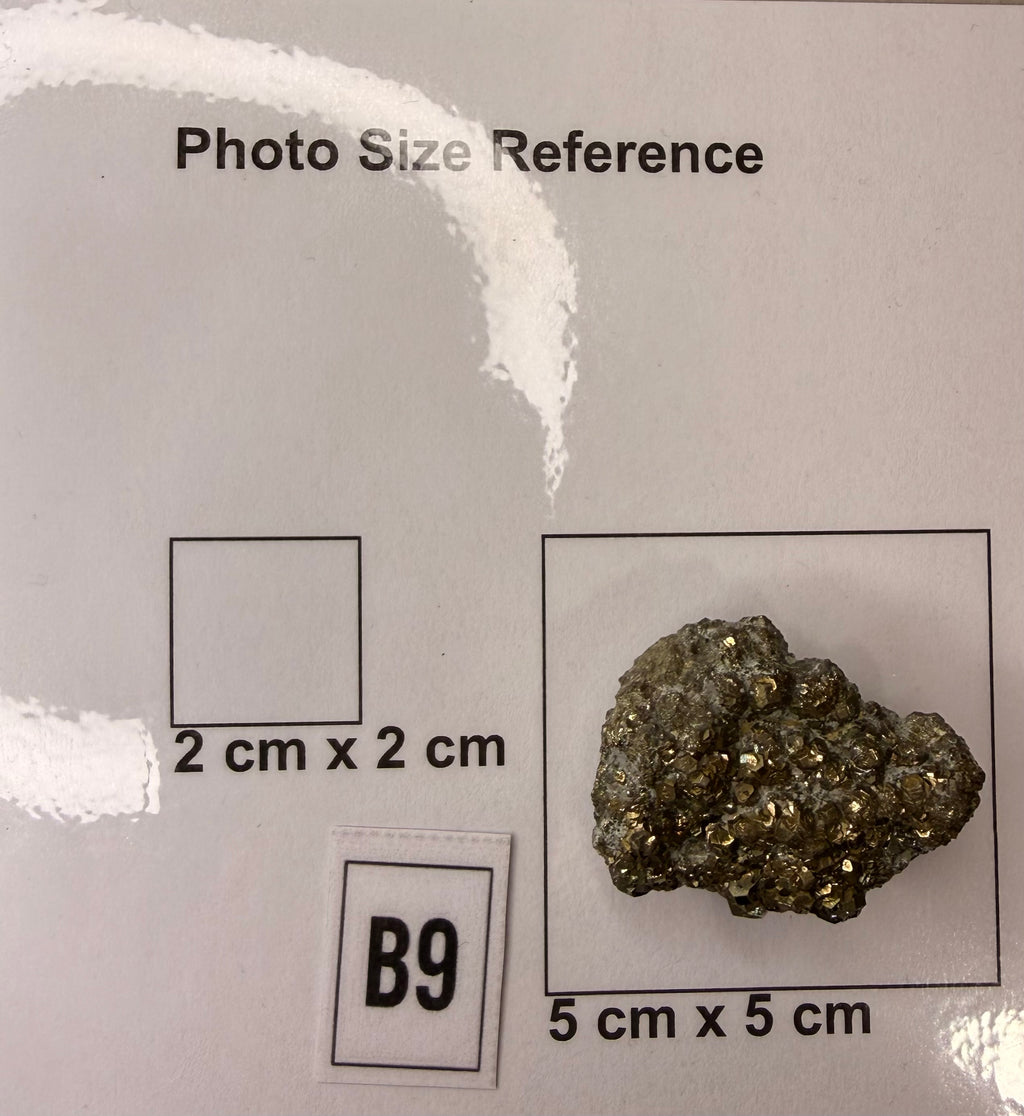 Pyritohedron pyrite cluster, full specimen view on grey background