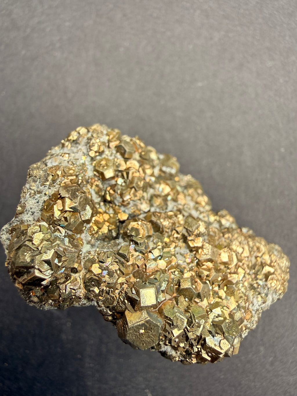 Pyritohedron pyrite specimen, alternate angle, hand-prepared New Zealand mineral