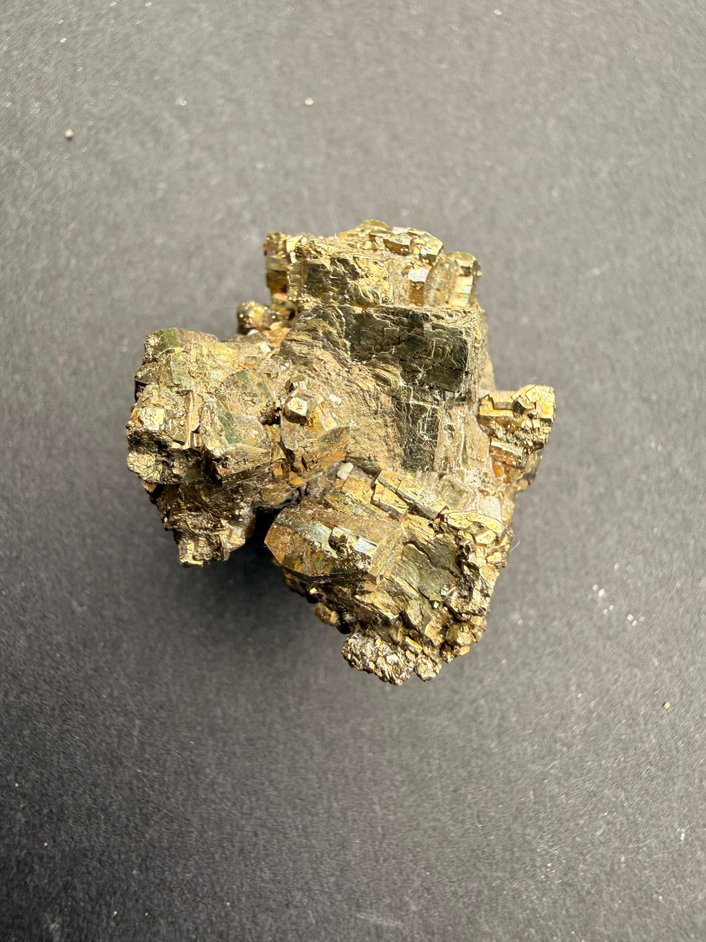 Pyrite cluster close-up detail, brassy-gold metallic lustre
