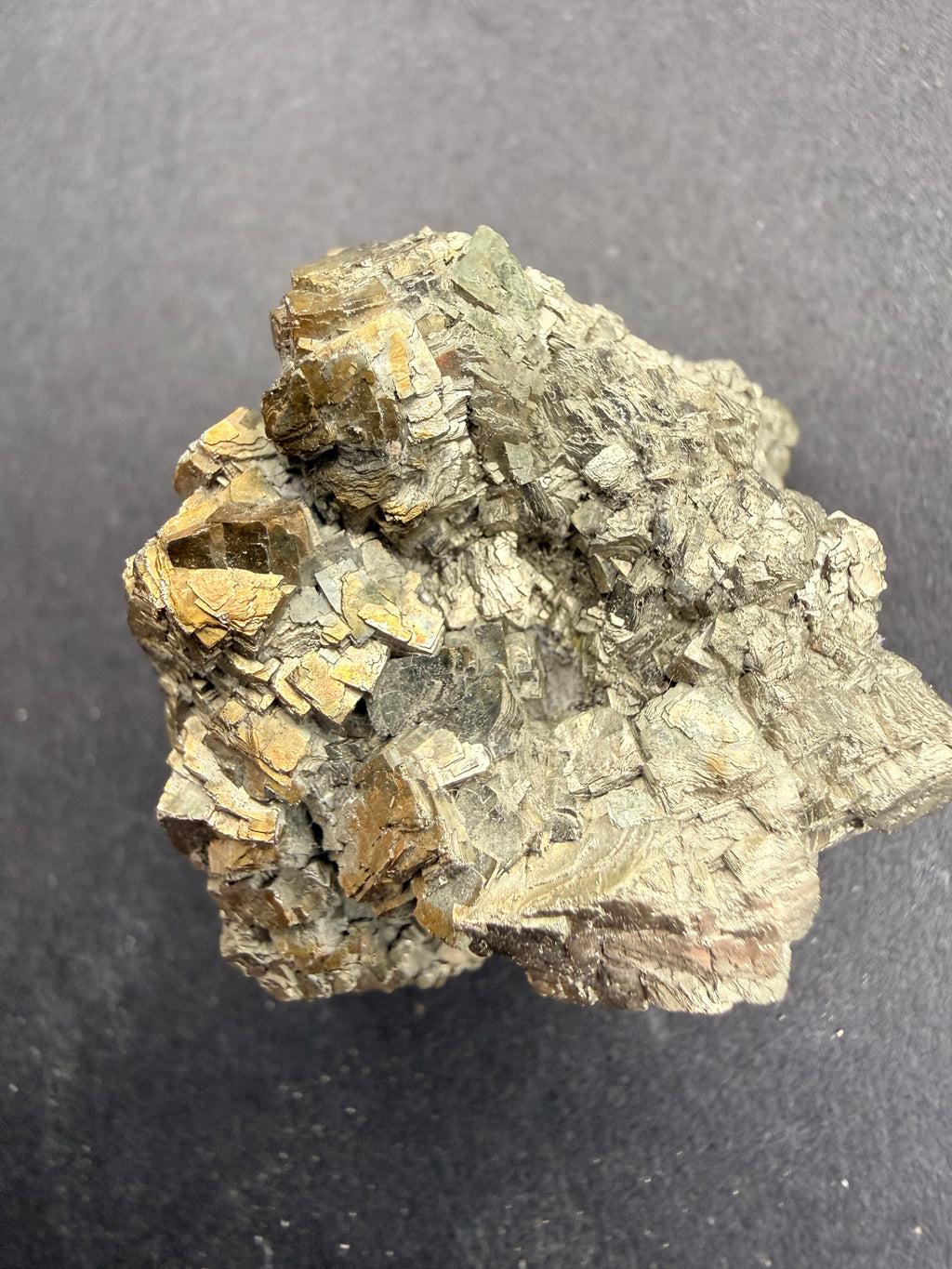 Two-toned pyrite cluster with silver and gold colouring, New Zealand specimen