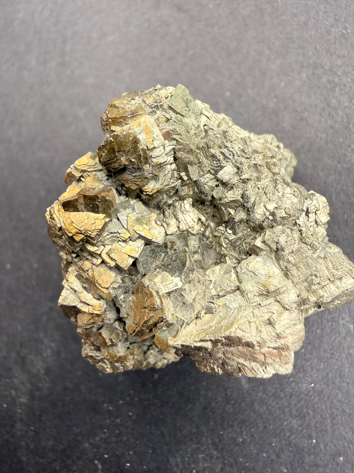 Two-toned pyrite cluster with silver and gold colouring, New Zealand specimen