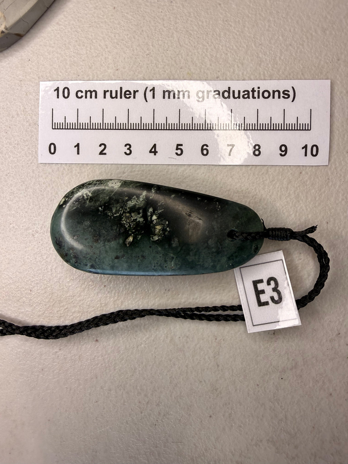 Serpentine jade mix necklace pendant on cord, full view