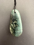 Serpentine and jade mix necklace pendant with magnetite inclusions, New Zealand