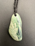 New Zealand serpentine necklace pendant, hand-carved, hanging view